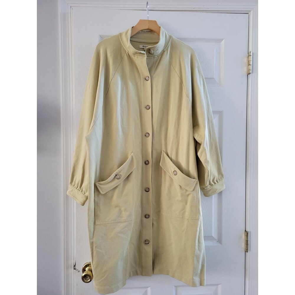 Madewell Womens Tan structure long line Coat Trench size Large outerwear
